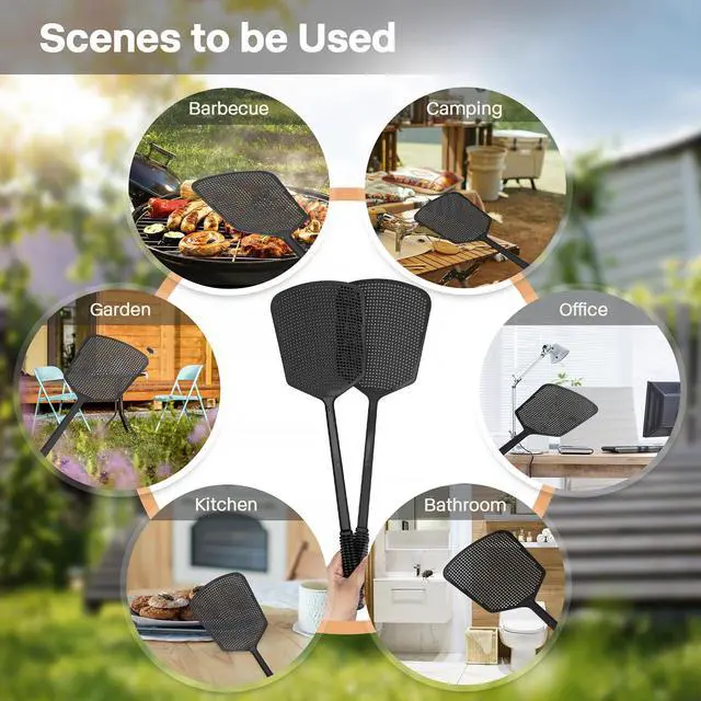 Alt view image 7 of 7 - Fly Swatters-Hiway 4 Pack One-Solid Piece Heavy Duty Fly Swatters with Bigger Paddle that Work for Indoor and Outdoor