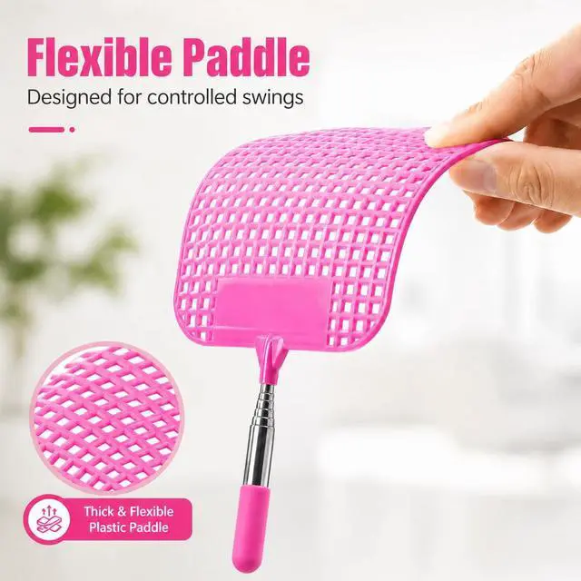 Alt view image 4 of 7 - Telescopic Fly Swatter 3 Pack, 28.3-Inch Stainless Handle