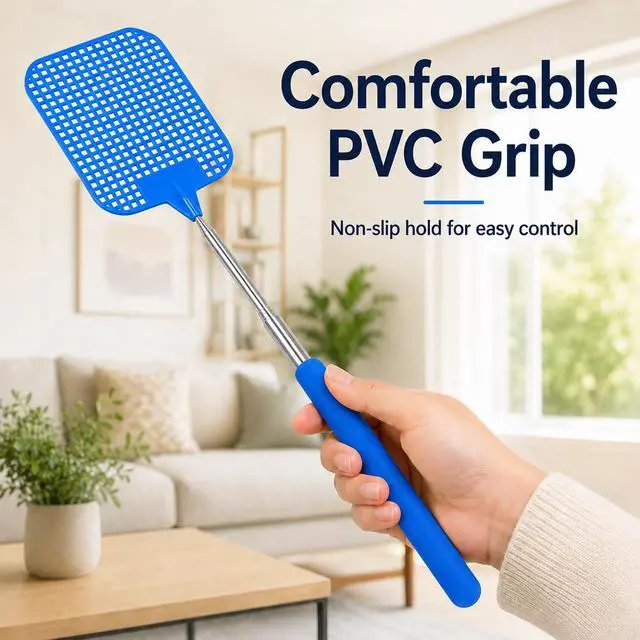 Alt view image 5 of 7 - Telescopic Fly Swatter 3 Pack, 28.3-Inch Stainless Handle