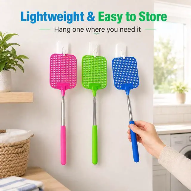 Alt view image 6 of 7 - Telescopic Fly Swatter 3 Pack, 28.3-Inch Stainless Handle