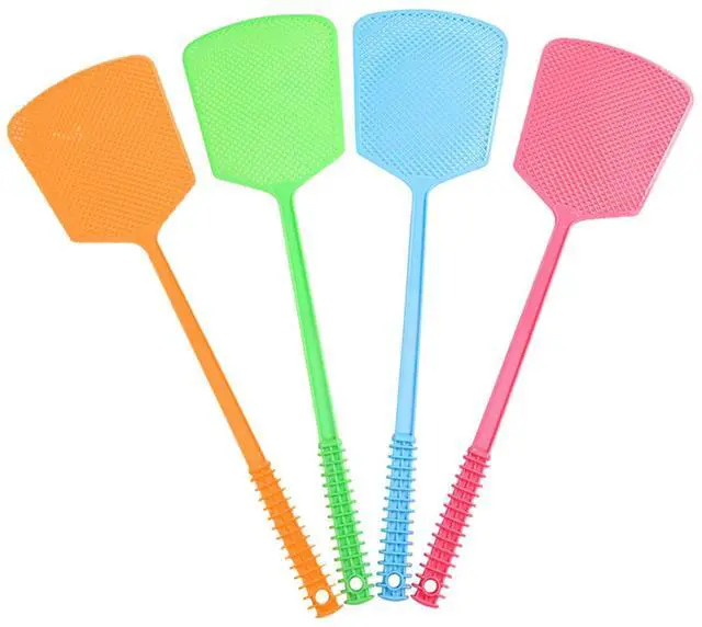 Main image of 4 Pack Heavy Duty Fly Swatters, Extra Long 17.7in Plastic Bug Swatter with Non-Slip Handle Indoor/Outdoor Manual Insect Tool, Durable & Reusable (Colorful)