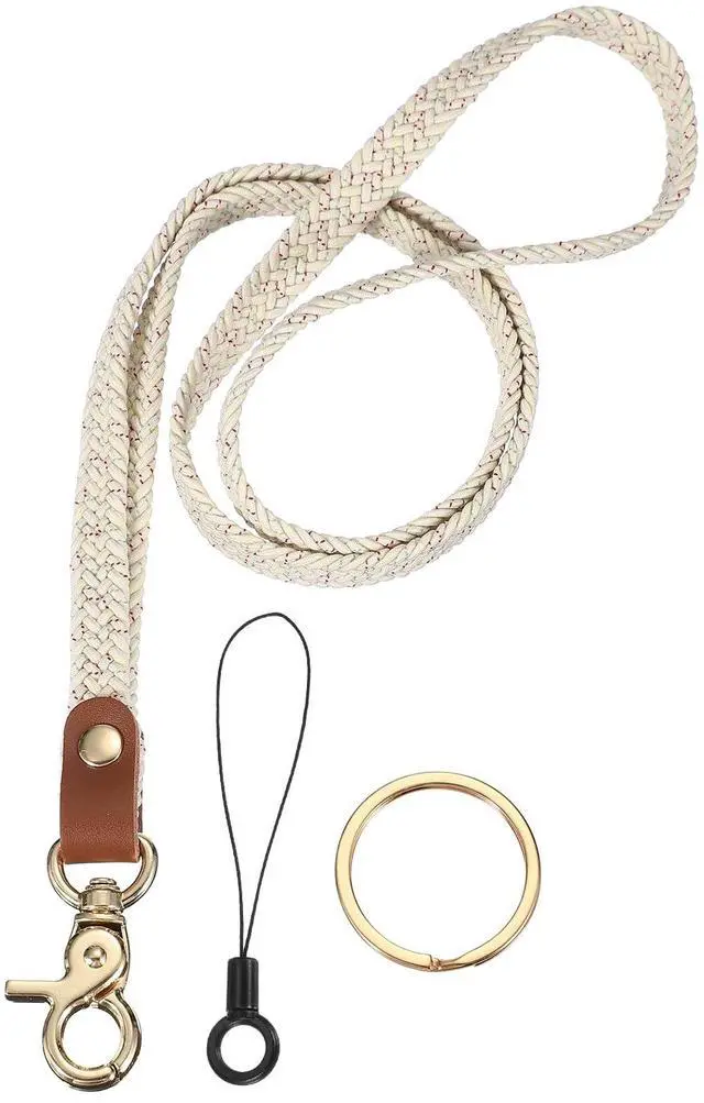 Main image of Stretchy Lanyards, Retractable Neck Lanyards with Lobster Clasp Elastic Long Keychain Holders for Teacher Women Men Holding Id Badges Wallet Phone, Star White