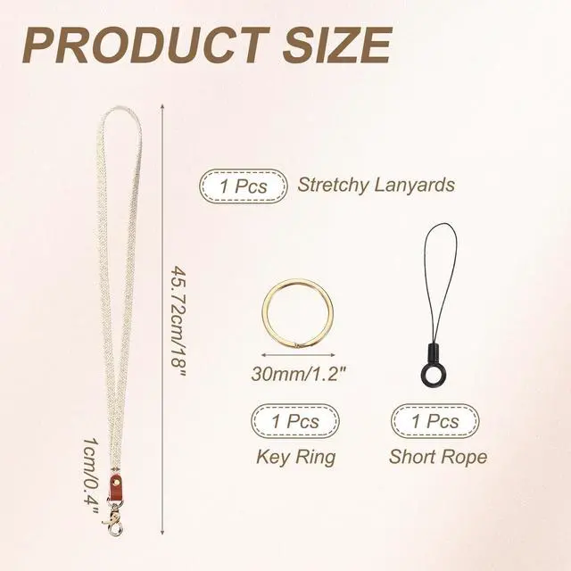 Alt view image 2 of 6 - Stretchy Lanyards, Retractable Neck Lanyards with Lobster Clasp Elastic Long Keychain Holders for Teacher Women Men Holding Id Badges Wallet Phone, Star White