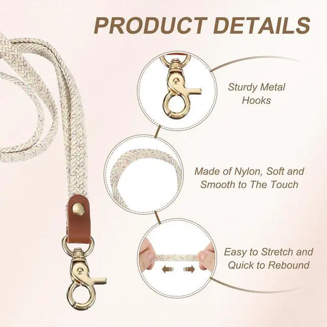 Alt view image 3 of 6 - Stretchy Lanyards, Retractable Neck Lanyards with Lobster Clasp Elastic Long Keychain Holders for Teacher Women Men Holding Id Badges Wallet Phone, Star White