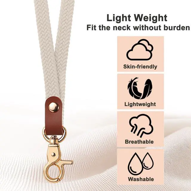 Alt view image 3 of 7 - Stretchy Thin Lanyards for Keys ID Badges, Cute Long Teacher Neck Key Lanyard Keychains for Women Men Wallet Phone(Starlight)