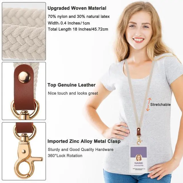 Alt view image 4 of 7 - Stretchy Thin Lanyards for Keys ID Badges, Cute Long Teacher Neck Key Lanyard Keychains for Women Men Wallet Phone(Starlight)