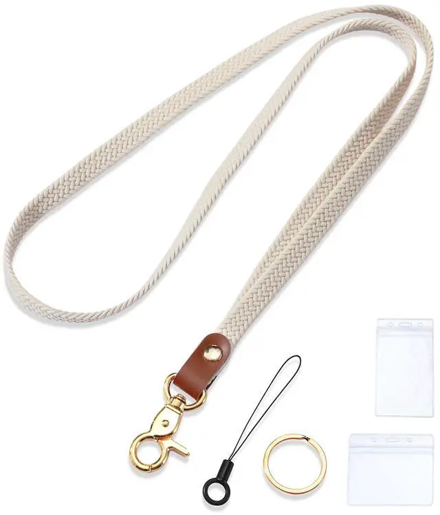 Main image of Teachers Stretchy Lanyard for Keys ID Badges with Waterproof ID Card Holders Thin Cute Long Neck Lanyard for Women Men Wallet Phone(Beige)