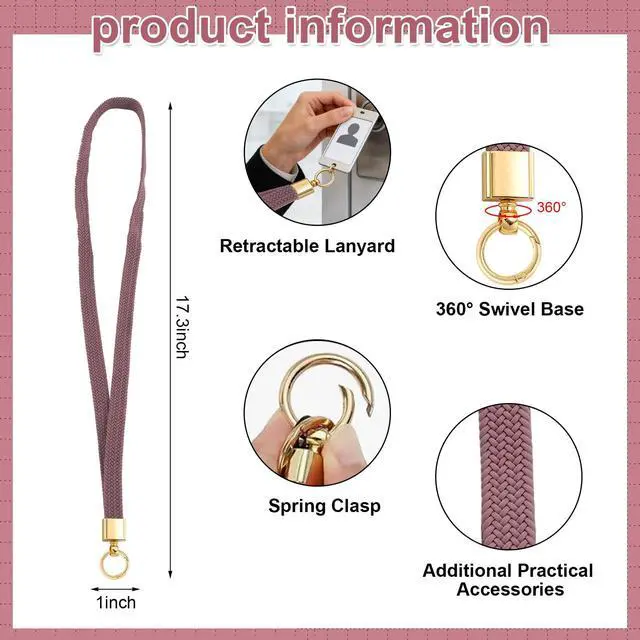 Alt view image 2 of 7 - Stretchy Lanyards for ID Badges Keys Thin Teacher Lanyard for Women Men Cute Long Neck Keychain ID Badge Lanyards Key Lanyards with Card Holders Teachers Nurse Gifts Office Accessories(Violet)
