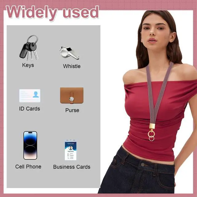 Alt view image 5 of 7 - Stretchy Lanyards for ID Badges Keys Thin Teacher Lanyard for Women Men Cute Long Neck Keychain ID Badge Lanyards Key Lanyards with Card Holders Teachers Nurse Gifts Office Accessories(Violet)