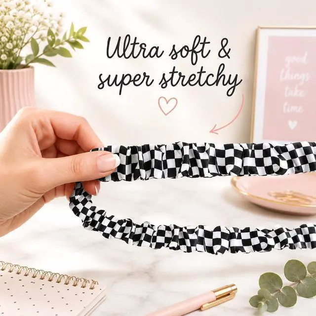 Alt view image 4 of 6 - Stretchy Scrunchie Lanyard for ID Badges Cute Neck Lanyard for Keys Retractable Keychain Holder for Women (B&W)