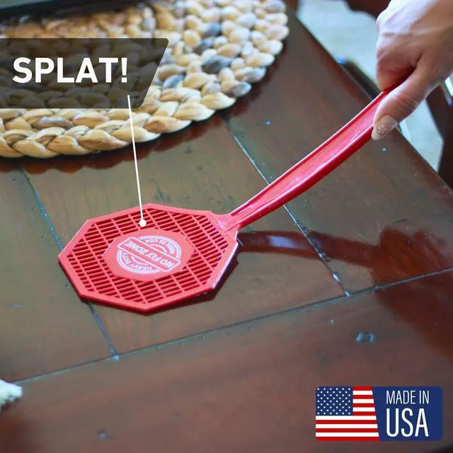 Alt view image 6 of 6 - Made in USA Fly Swatter - 2 Pack Heavy Duty Plastic Flyswatters for Indoor & Outdoor Use
