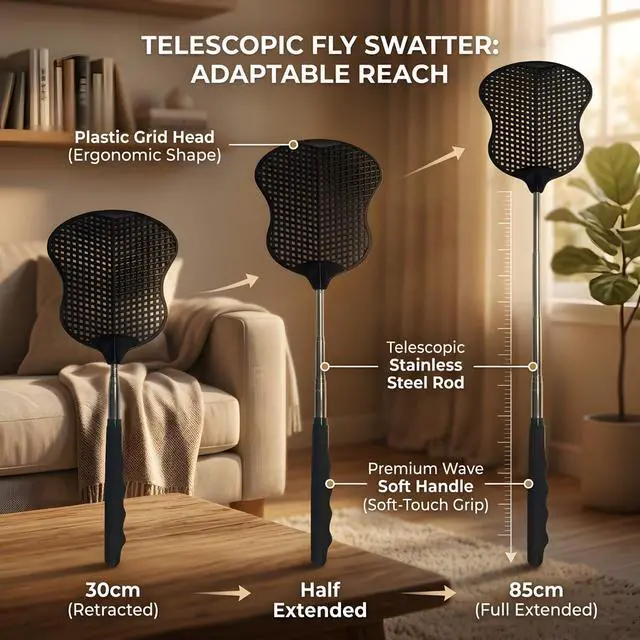 Alt view image 3 of 6 - Fly Swatter 4 Pack Black
