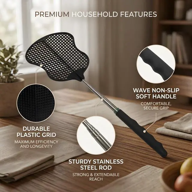 Alt view image 4 of 6 - Fly Swatter 4 Pack Black