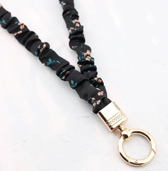 Alt view image 2 of 6 - Thin Elastic Stretchy Lanyard for ID Badges Cute Scrunchie Neck Lanyard for Keys Retractable Keychain Holder (Stylish)