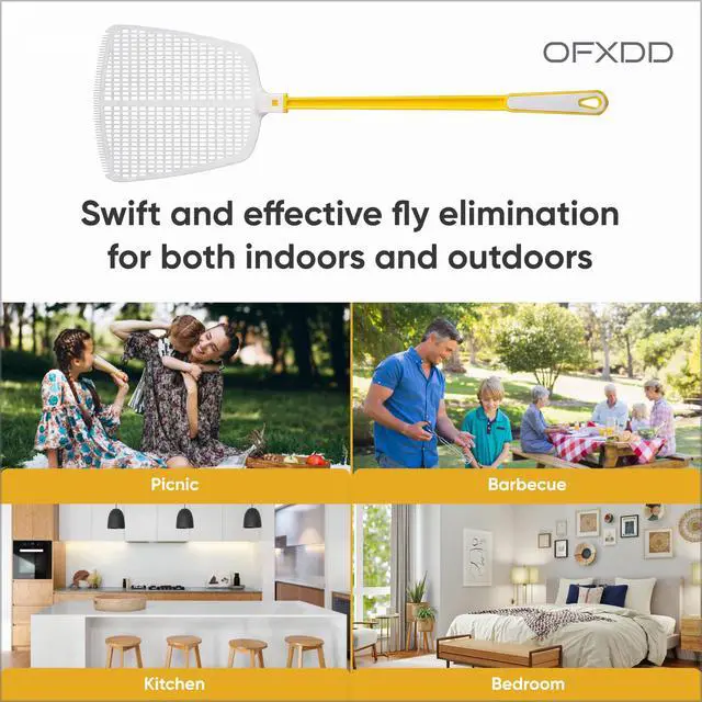 Alt view image 2 of 5 - Fly Swatter for Indoors - Heavy Duty 20 Inch Fly Swatters Multi Pack - Long Manual Flyswatter Set of 3, Large Plastic Fly Swatters for Home, Kitchen & Patio