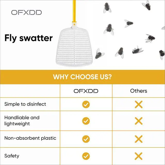 Alt view image 3 of 5 - Fly Swatter for Indoors - Heavy Duty 20 Inch Fly Swatters Multi Pack - Long Manual Flyswatter Set of 3, Large Plastic Fly Swatters for Home, Kitchen & Patio