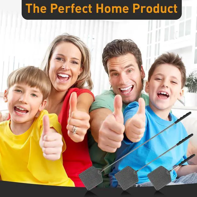 Alt view image 7 of 7 - Telescopic Fly Swatter 3 Pack, Premium Plastic Fly Swatter, Flyswatters Heavy Duty, Stainless Steel HandleBlack