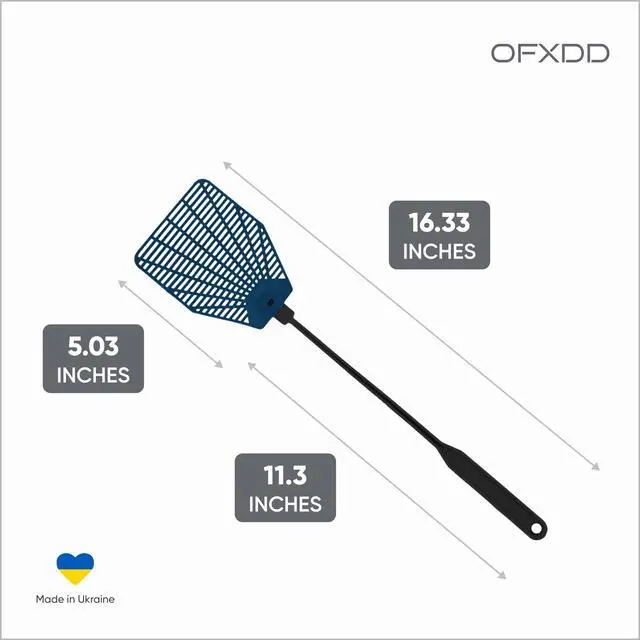Alt view image 2 of 5 - Rubber Fly Swatter, Long Fly Swatter Pack, Fly Swatter Heavy Duty, Black and Blue Colors (3 Pack)