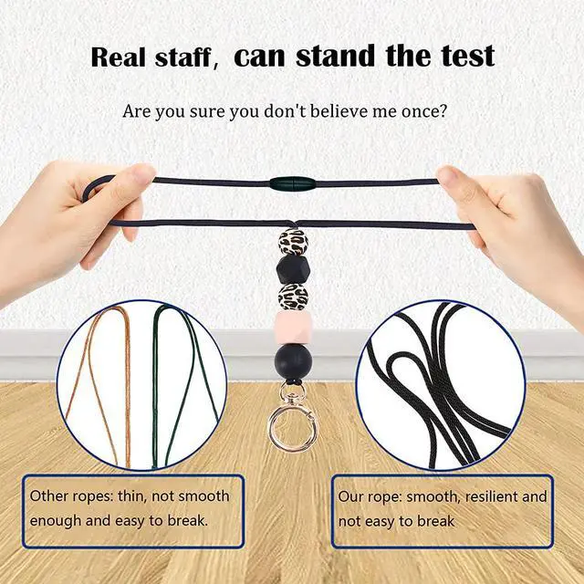 Alt view image 3 of 7 - Teacher Lanyards for ID Badges and Keys, Cute Silicone Beaded Lanyard