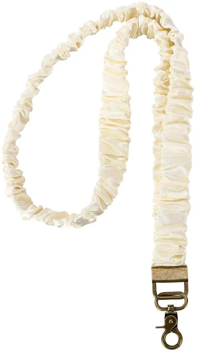 Main image of Stretchy Scrunchie Lanyard, Retractable Neck Scrunchie Lanyards for Id Badges and Keys with Clip Elastic Keychain Holder Cute Decorations Accessory for Women Teacher Nurse (Off-White)