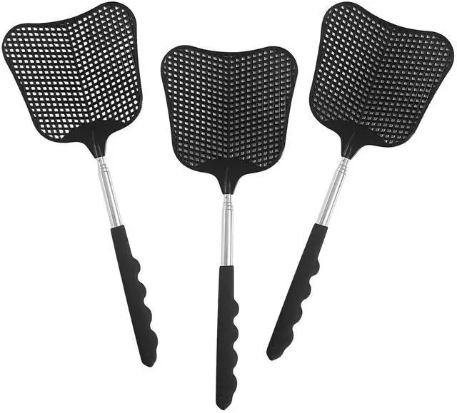 Main image of 3 pcs Fly Swatter, Fly Swatters Plastic Telescopic, Large Bug Swatter that Work for Indoor and Outdoor. (3 Black)