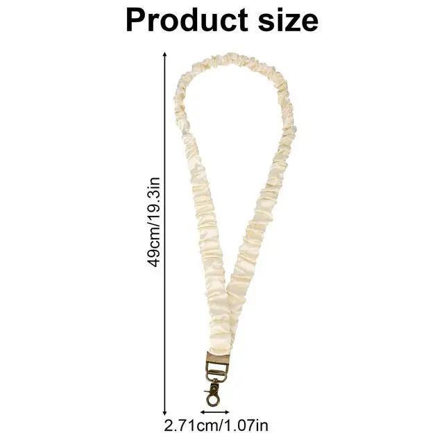 Alt view image 2 of 7 - Stretchy Scrunchie Lanyard, Retractable Neck Scrunchie Lanyards for Id Badges and Keys with Clip Elastic Keychain Holder Cute Decorations Accessory for Women Teacher Nurse (Off-White)