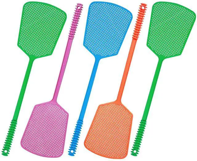 Main image of 5 Pack Fly Swatter, Plastic Heavy Duty Manual Fly Killer, Long Handle Flyswatter, Large Bug Swatters, Work for Indoor and Outdoor, Blue Green Pink Orange