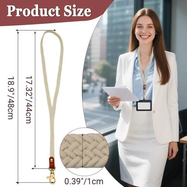 Alt view image 2 of 7 - Stretchy Thin Lanyard for ID Badges, Elastic Neck Lanyard Keychain for Women Men, Lightweight Nylon Phone Lanyard for Keys, Wallet, Badges (Starlight)