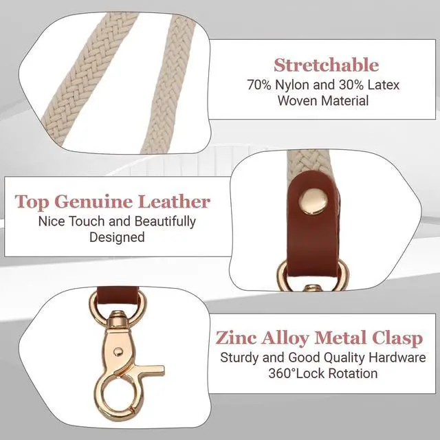 Alt view image 3 of 7 - Stretchy Thin Lanyard for ID Badges, Elastic Neck Lanyard Keychain for Women Men, Lightweight Nylon Phone Lanyard for Keys, Wallet, Badges (Starlight)