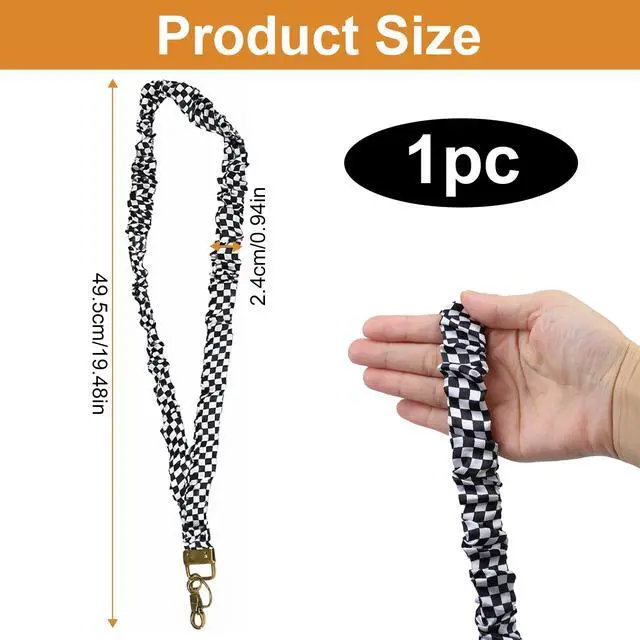 Alt view image 2 of 7 - Stretchy Scrunchie Lanyard for ID Badges and Keys, Cute Checkered Neck Lanyard forTeachers Busy Women Nurses Students Office Staff,Nurse Essentials,TeacherFather Day,Graduation Gift