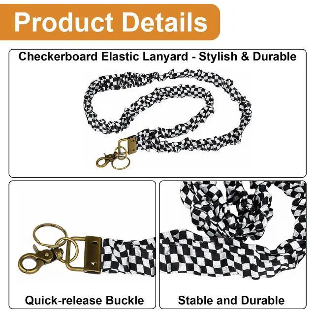 Alt view image 3 of 7 - Stretchy Scrunchie Lanyard for ID Badges and Keys, Cute Checkered Neck Lanyard forTeachers Busy Women Nurses Students Office Staff,Nurse Essentials,TeacherFather Day,Graduation Gift