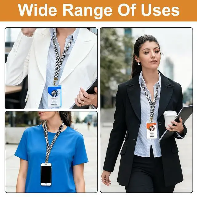 Alt view image 5 of 7 - Stretchy Scrunchie Lanyard for ID Badges and Keys, Cute Checkered Neck Lanyard forTeachers Busy Women Nurses Students Office Staff,Nurse Essentials,TeacherFather Day,Graduation Gift