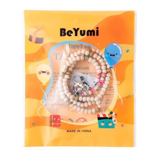 Alt view image 6 of 6 - 5Pcs Teacher Lanyards for ID Badges Cute Teach Lanyard with ID Holder Keychain Wooden Beaded Lanyard Necklace Teacher Appreciation Gift School Work Jewelry Female Women Accessories