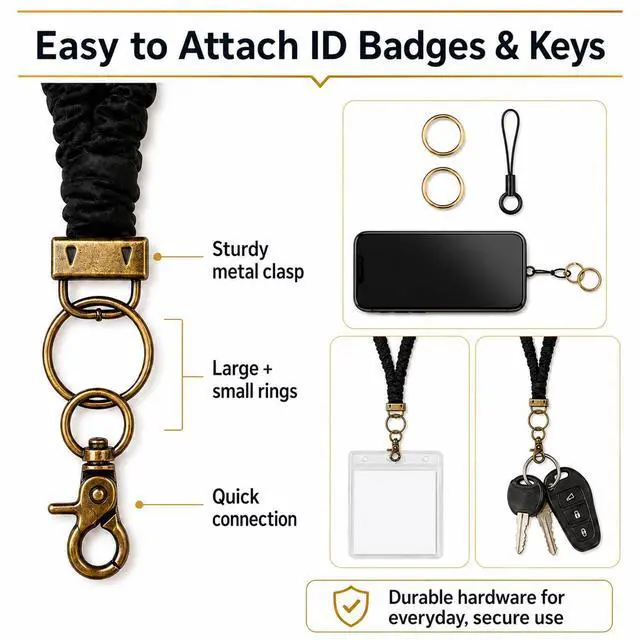 Alt view image 3 of 7 - 2 Pack Stretchy Scrunchie Lanyard, Cute Lanyards for Id Badges, Elastic Necklace Lanyards For Keys and Teacher Nurse Men Women