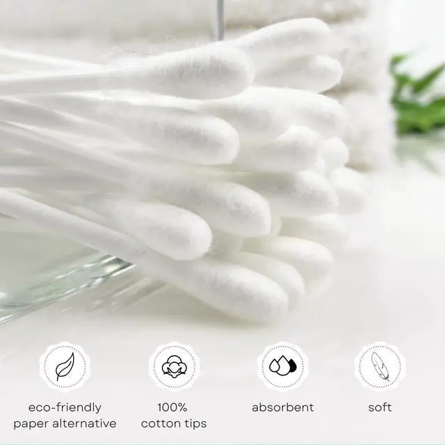 Alt view image 4 of 5 - Take Along Cotton Swabs, 100% Cotton Double-Tipped, White Paper Sticks, Travel Size, 50 Count, Pack of 6