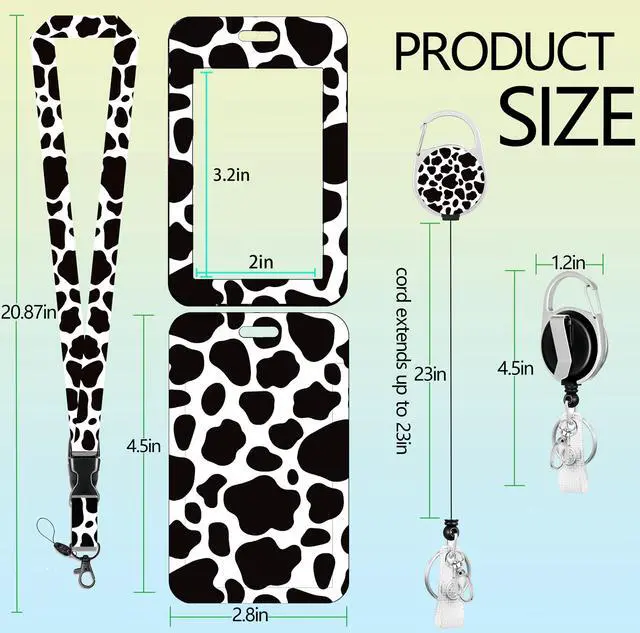Alt view image 2 of 7 - Fun Badge Holder Lanyard Cute Cow ID Card Holders Detachable Name Tag Clips Cute Funny Nurse Teacher Office Gifts Women Man Badge Holder (Cow)