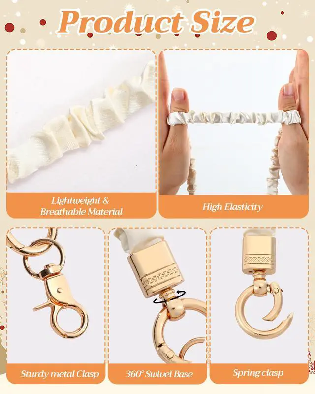 Alt view image 3 of 6 - 1 Pack Teacher Scrunchie Lanyard for ID Badges Cute Long Teacher Neck Stretchy Lanyards for Keys Stretchy Thin Retractable Keychain Holder for Women