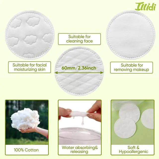 Alt view image 2 of 7 - Boxed 300-Count Embossed Cotton Rounds 3 Unique Patterns, Lint-Free, Dual-Sided, Soft & Durable, Ideal for Makeup Removal, Skincare, Nail Polish, and Baby Care