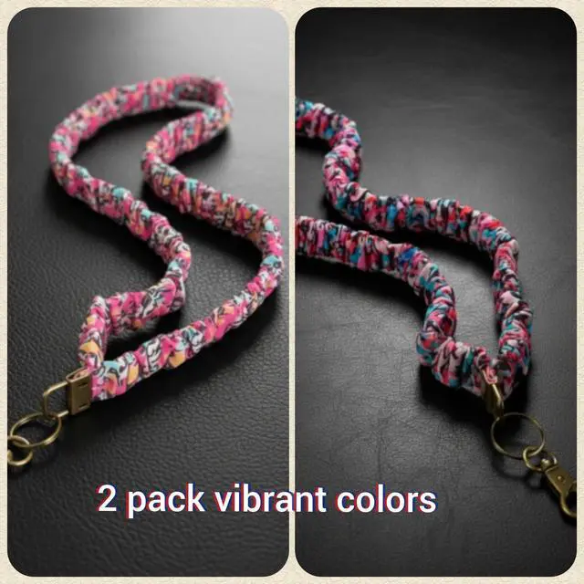 Alt view image 3 of 7 - 2 Pcs Scrunchie Lanyard, Scrunch Teacher Lanyard for Women for ID Badges Keys Scrunchy Cute Stretchy Badge Holder Neck Keychain with Clip