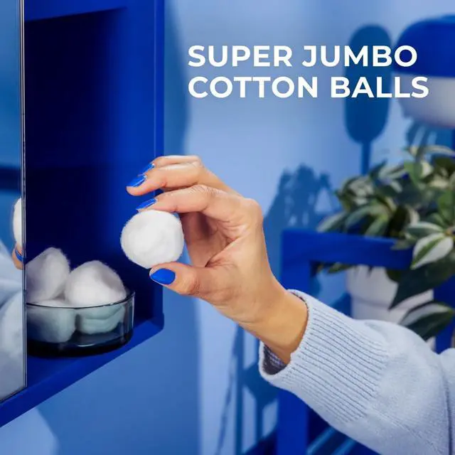 Alt view image 3 of 7 - Cotton Swabs 300 Count Vanity Tub + Super Jumbo Cotton Balls 100 Count for Home, First Aid and Beauty, Natural