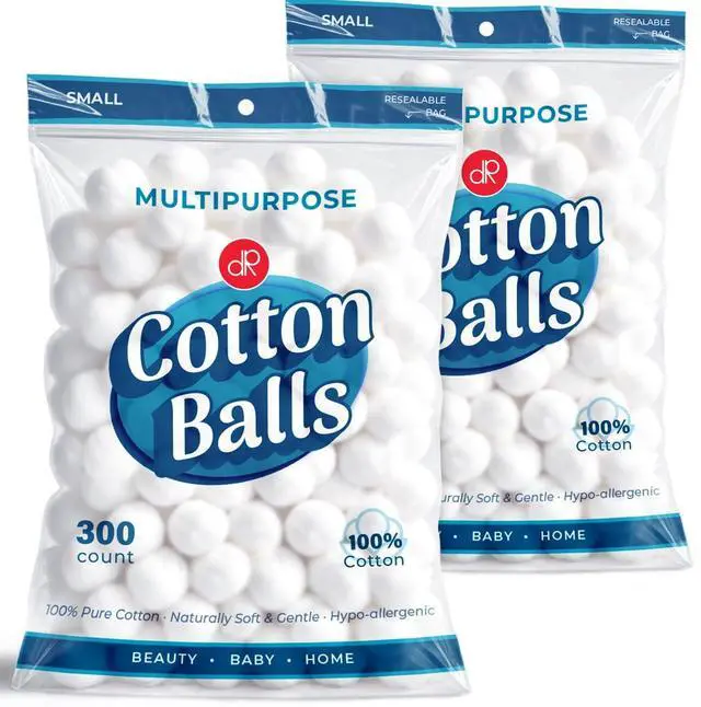 Main image of 600 ct Small Cotton Balls, 100% Pure Natural Cotton, for Make-Up, Nail Polish Removal, Pet Care, Soft and Absorbent (Pack of 600)