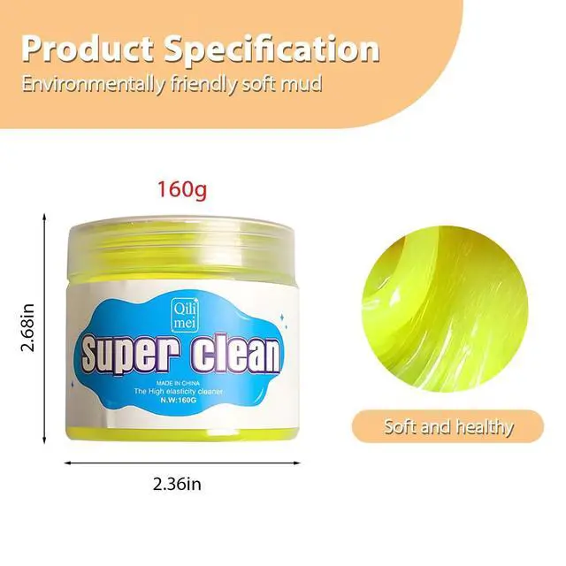 Alt view image 2 of 6 - Car Cleaning Gel, Reusable Vehicle Air Vent Crevice Detailing Putty, Automotive Interior Detail Slime Cleaner Removal Tool Kit Accessories, Universal for SUV, Sedan, Truck (Yellow)