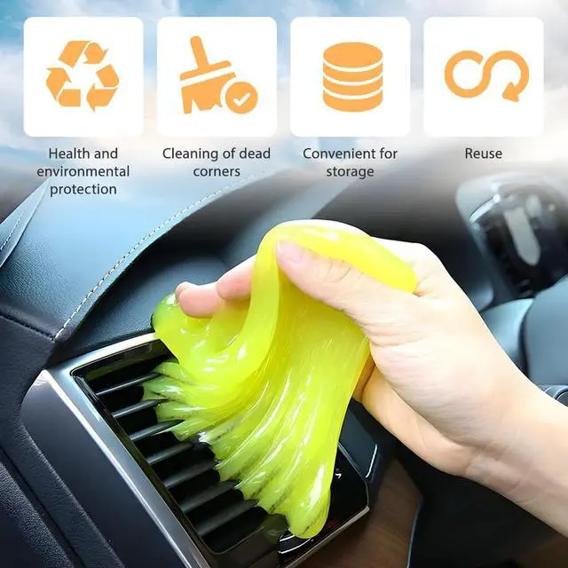 Alt view image 3 of 6 - Car Cleaning Gel, Reusable Vehicle Air Vent Crevice Detailing Putty, Automotive Interior Detail Slime Cleaner Removal Tool Kit Accessories, Universal for SUV, Sedan, Truck (Yellow)