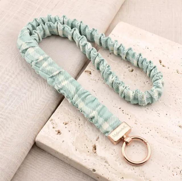 Alt view image 2 of 6 - Stretchy Scrunchie Lanyard for ID Badges Cute Neck Lanyard for Keys, Retractable Keychain Holder for Women, 2 Badge Holders (Soft Sage)