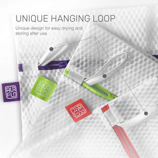 Alt view image 5 of 7 - Mesh Laundry Bags for Delicates 3 Medium Durable Net with Anti Rust Zipper, Hanging Loop-Garment Safe Wash Bags and Organizer for Washing Machine, Lingerie, Socks, Bra, Underwear, Baby Items, Travel