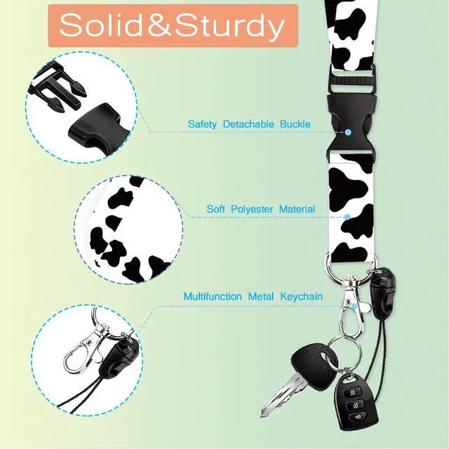 Alt view image 3 of 7 - ID Badge Holder with Lanyard, Retractable Badge Reel with Swivel Belt Clip, Detachable Lanyard Name Card Tag Vertical ID Protector Badge Reel for Nurse Doctor Office Employees (Cow Style)