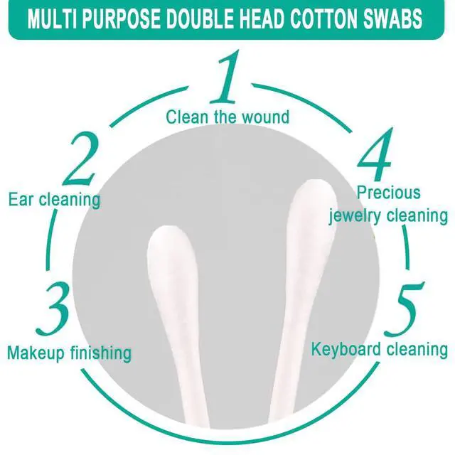 Alt view image 2 of 4 - 100 Pack Cotton Swabs Bulk, Cotton Buds Individually Wrapped