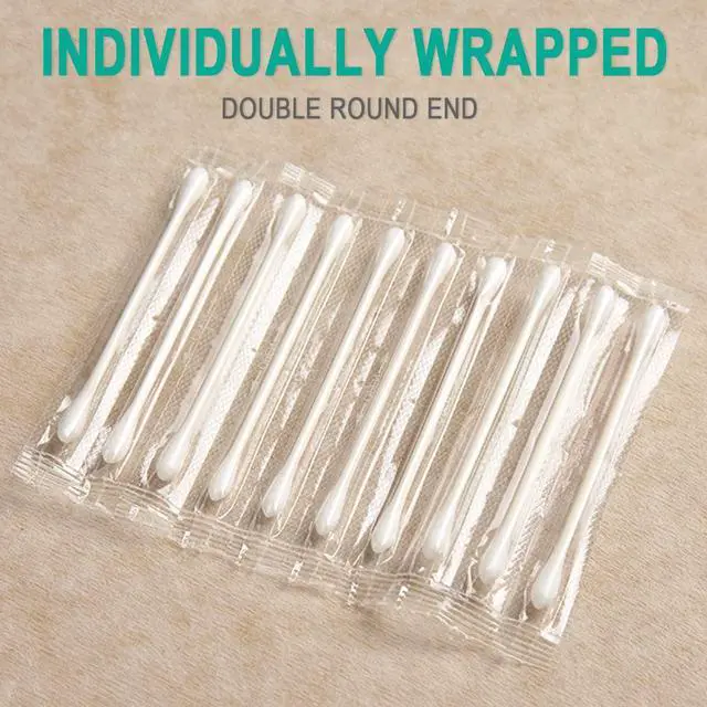 Alt view image 3 of 4 - 100 Pack Cotton Swabs Bulk, Cotton Buds Individually Wrapped