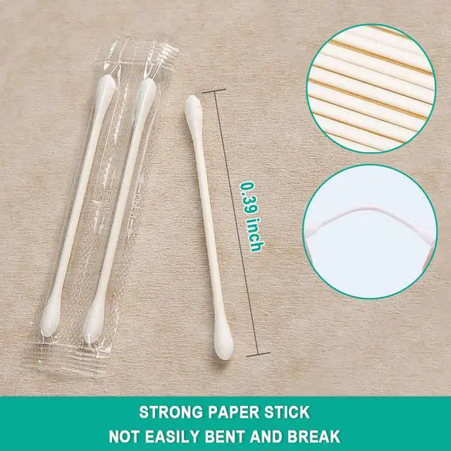 Alt view image 4 of 4 - 100 Pack Cotton Swabs Bulk, Cotton Buds Individually Wrapped