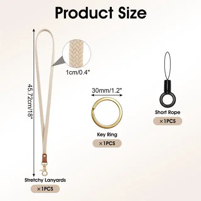 Alt view image 2 of 5 - Stretchy Thin Lanyards Cute Neck Strap for ID Badge Keys Phone Wallet